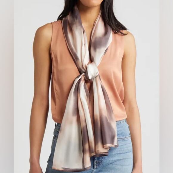 Nordstrom Herringbone Silk Scarf in Grey Floral Blast - Picture 1 of 4